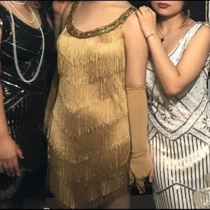 1920s gold flapper dress